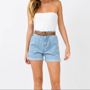 Princess Polly Denim High Waisted Pull On Shorts sz 2